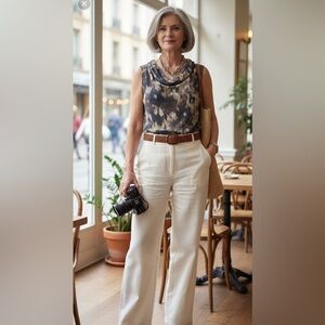 Kasper Blue and Gray Sleeveless Top